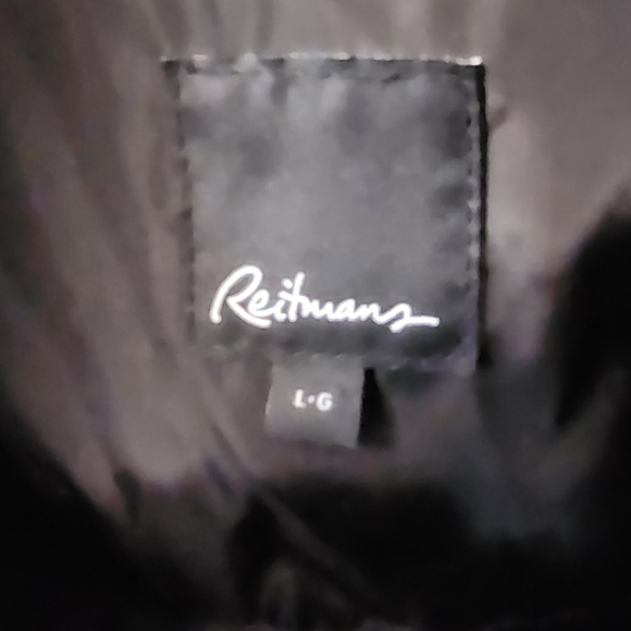 Womens Reitmans Black Puffer Winter Coat w Faux Fur Hood Size L - Picture 5 of 10